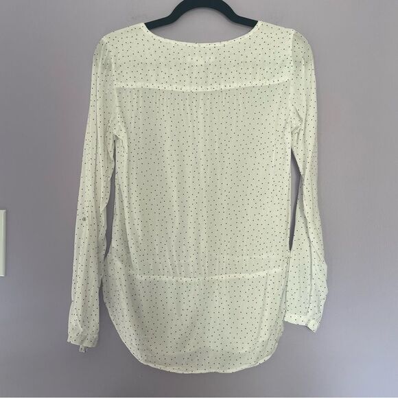 Esprit White Polka Dot Long Sleeve Blouse size XS Lightweight - Picture 2 of 8